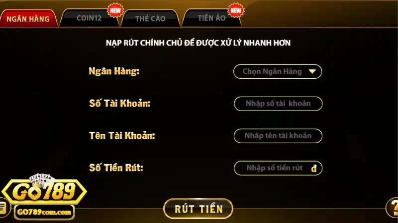 Rút Tiền Go789 – Hướng Dẫn Chi Tiết, An Toàn & Nhanh Chóng 2 Phí giao dịch cần thanh toán khi thực hiện lệnh rút